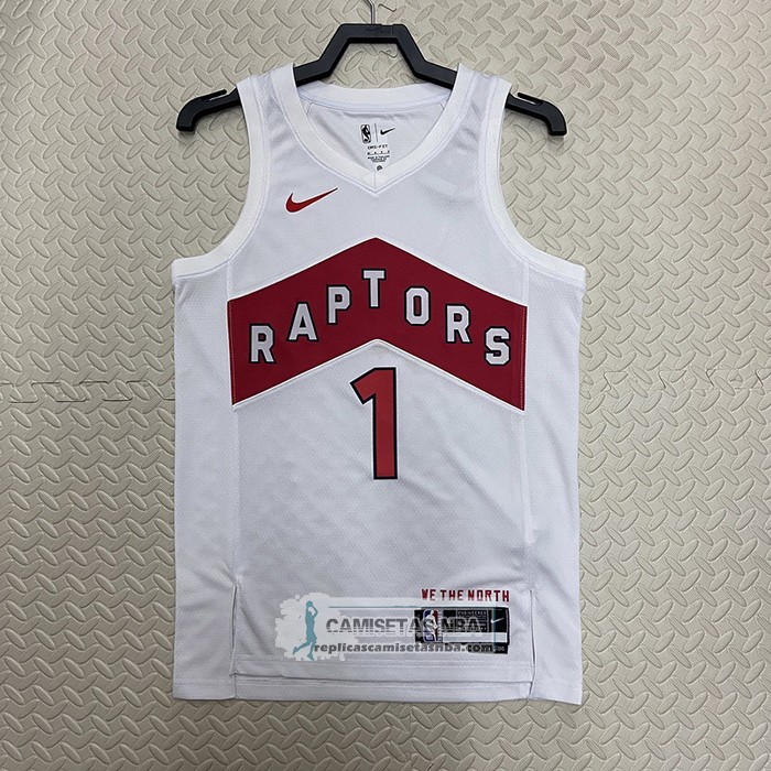 Camiseta Toronto Raptors Tracy Mcgrady NO 1 Association 2022-23 Blanco